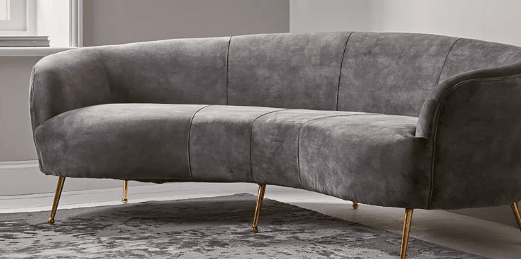 cox & cox curved velvet sofa
