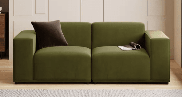 dunelm olive green 2 seater sofa