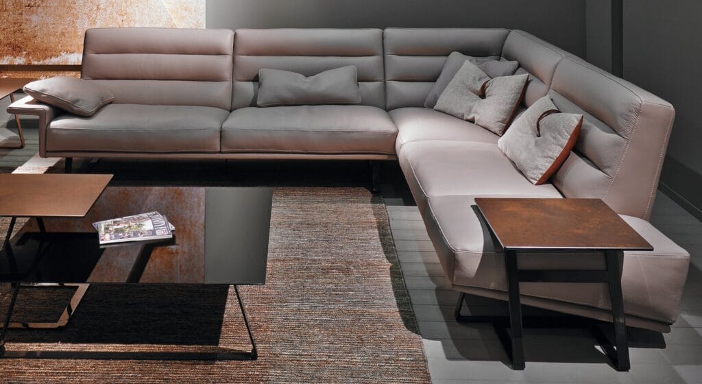 gamma and dandy leather corner sofa