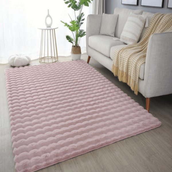 3D Bubble Fur Pink Rug 1