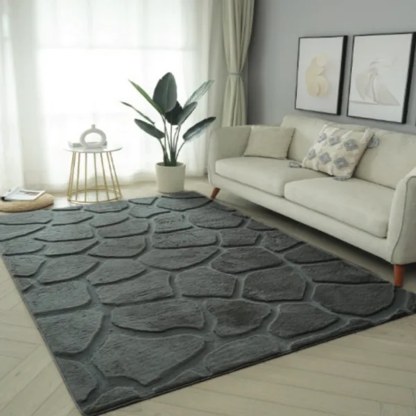 3D Pebble Fur Grey Rug 1