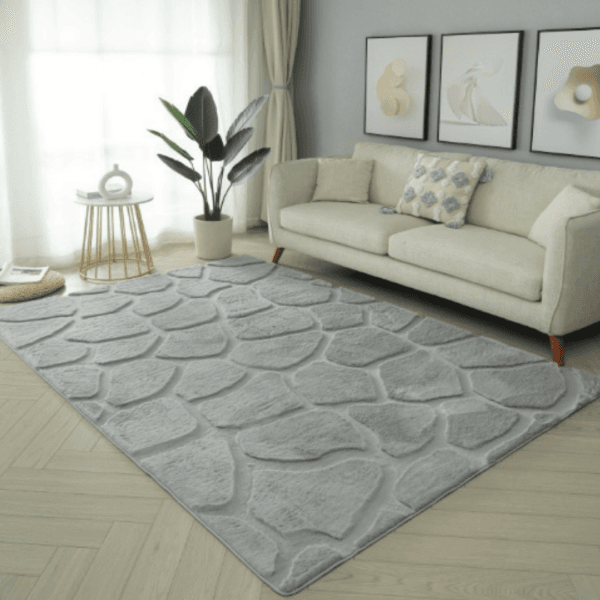 Pebble Rugs 5 3D Pebble Fur Silver Rug 1