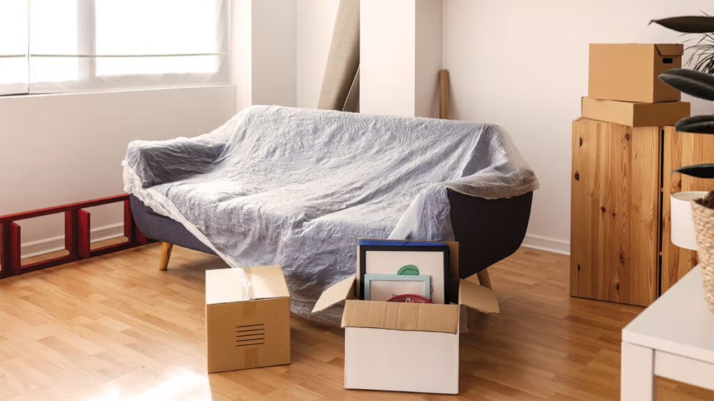 cover sofa with plastic
