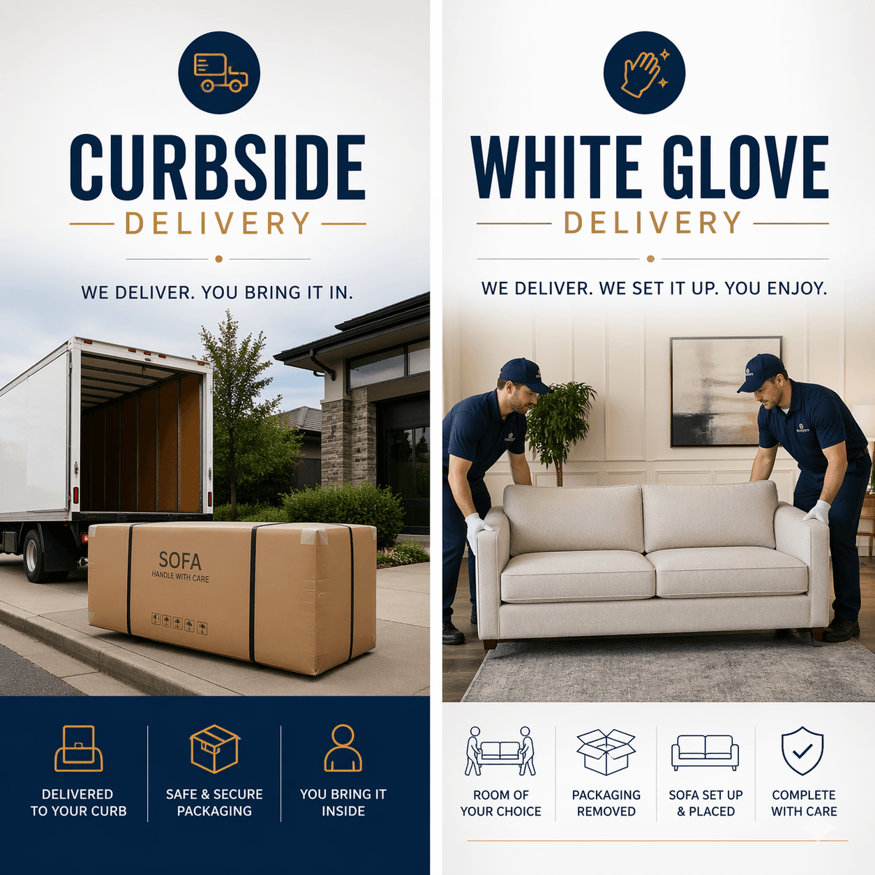 Standard vs White Glove delivery comparison