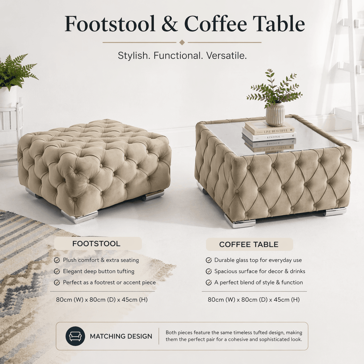 Matching footstool and coffee table to complete your suite